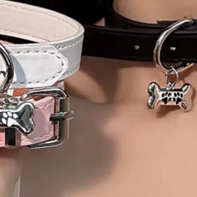 Trendy Punk Colorful Dog Claw Bone Necklace For Women Exquisite PU Leather Charms Choker Sweet Cool Party Jewelry Y2K Gifts