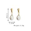 White Imitation Pearl Water Droplrt Dangle Earrings for Women Golden Metal Geometry Drop Earrings Party Retro Elegant Jewelry