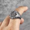 Black Hole Swirl Flower Stainless Steel Mens Rings Punk Unique Amulet for Male Boyfriend Biker Jewelry Creativity Gift