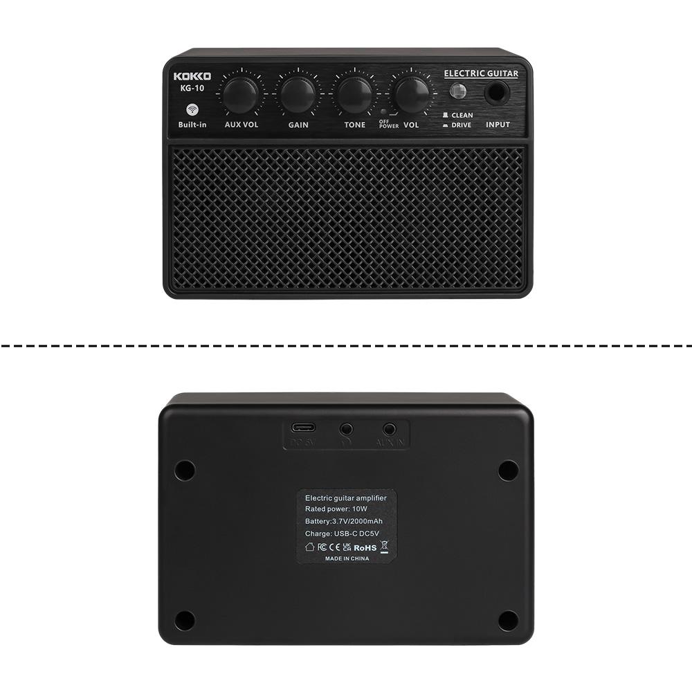 KOKKO 10W Small Electric Guitar Amp Mini Portable Guitar Practice Speaker for Daily Practice Street Performances