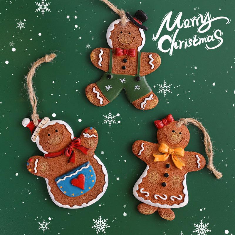 Snowman and Santa Christmas Tree Cartoon Resin Stocking Pendants