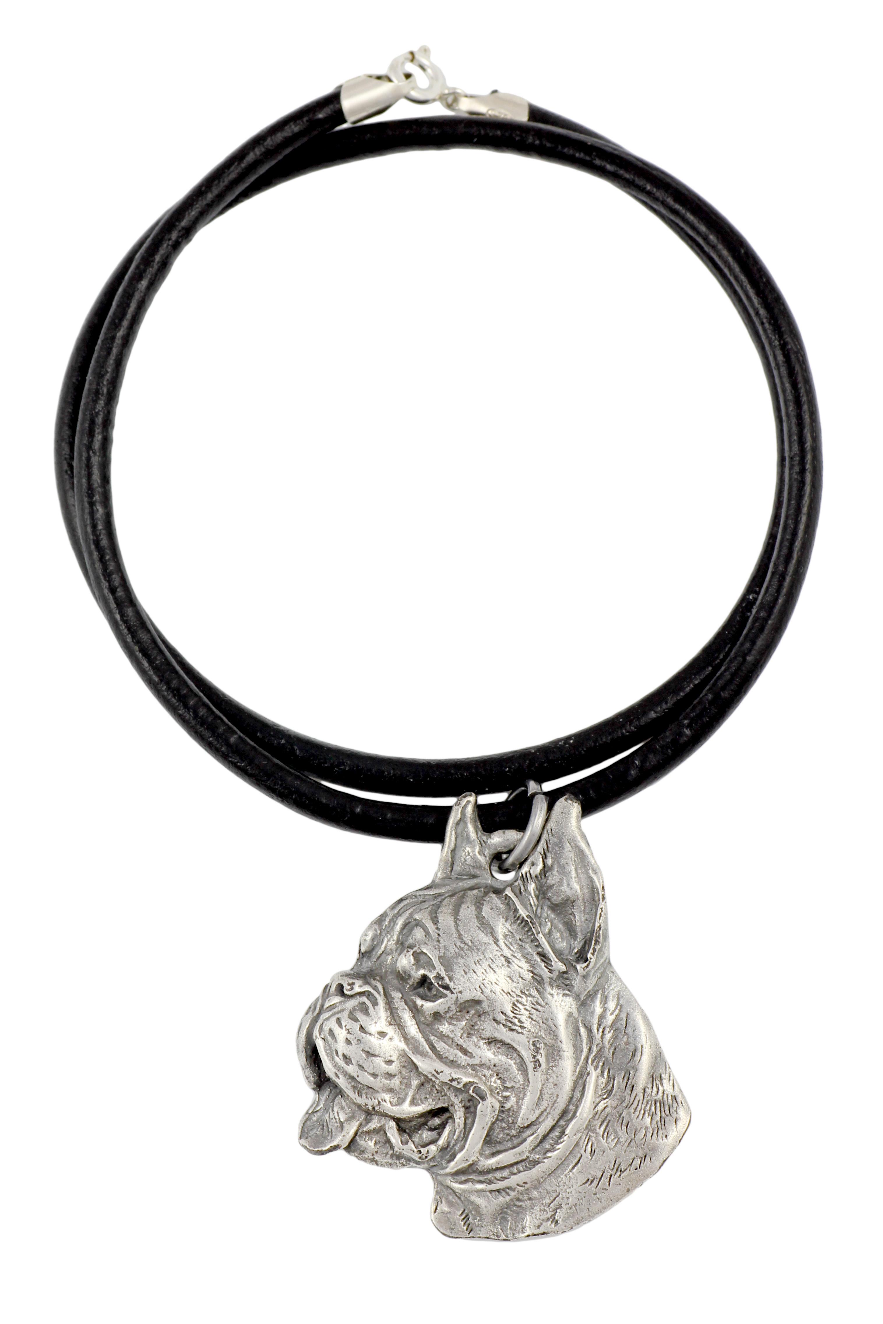 

Boxer, German Boxer I - Necklace with dog, silver-plated pendant for dog fan, unique jewelry by Art-Dog brand срібний