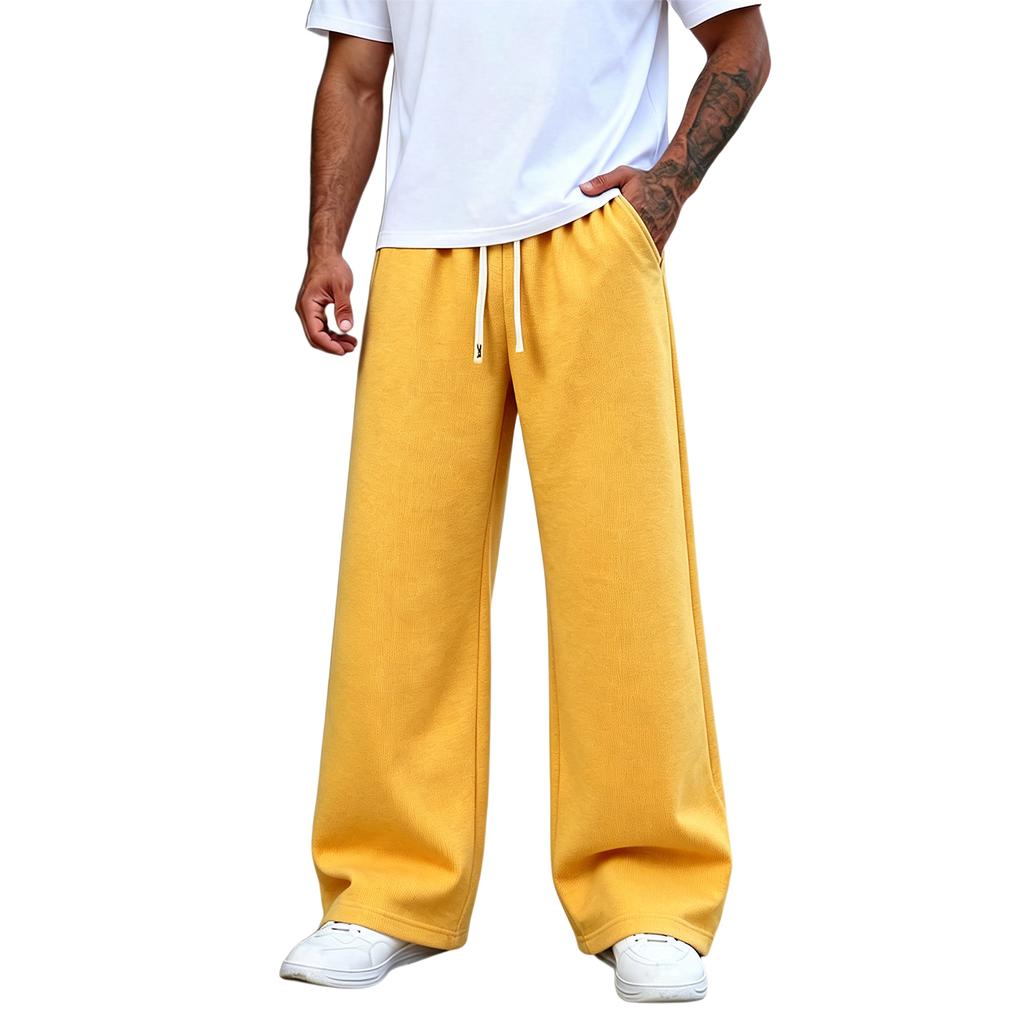 Pantalon de survêtement décontracté à jambe droite de couleur pour homme