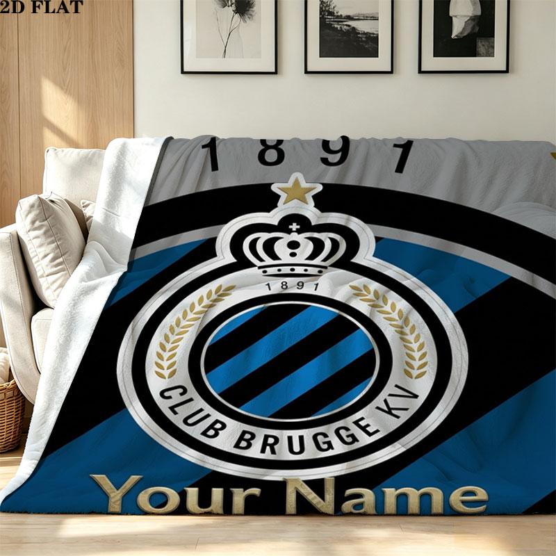 1PC Club Brugge KV Custom Name Patterned Flannel Blanket Suitable For All Seasons for Home Decor Warmth and Comfort Gifts Holiday Present
