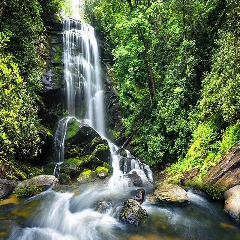 Green Forest Waterfall 3d Wall Murals Wallpaper Living Room Bedroom Natural Landscape Photo Wall Paper