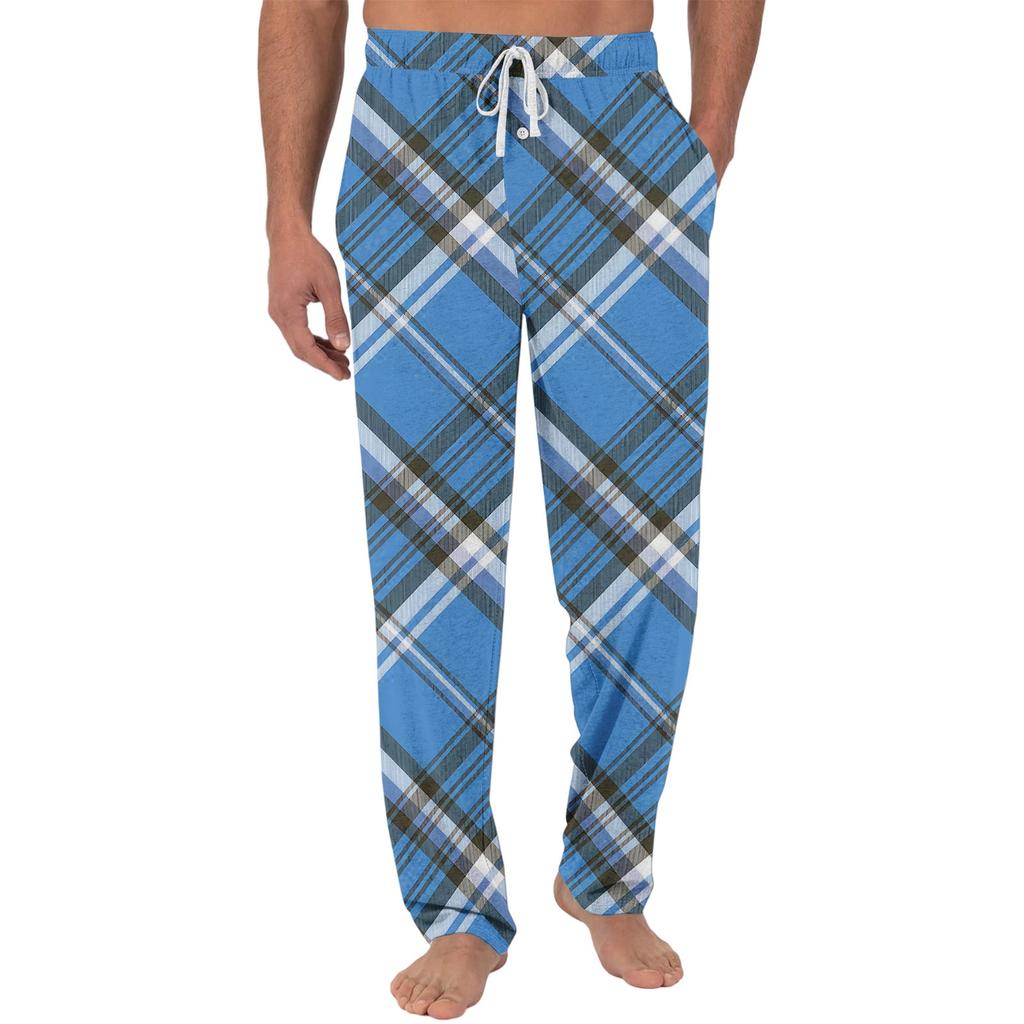 Herren Freizeit Pyjamahose mit Taschen | Einfarbig Gestreift Kariert Bedruckt Lockerer Schnitt Elastischer Bund für Zuhause