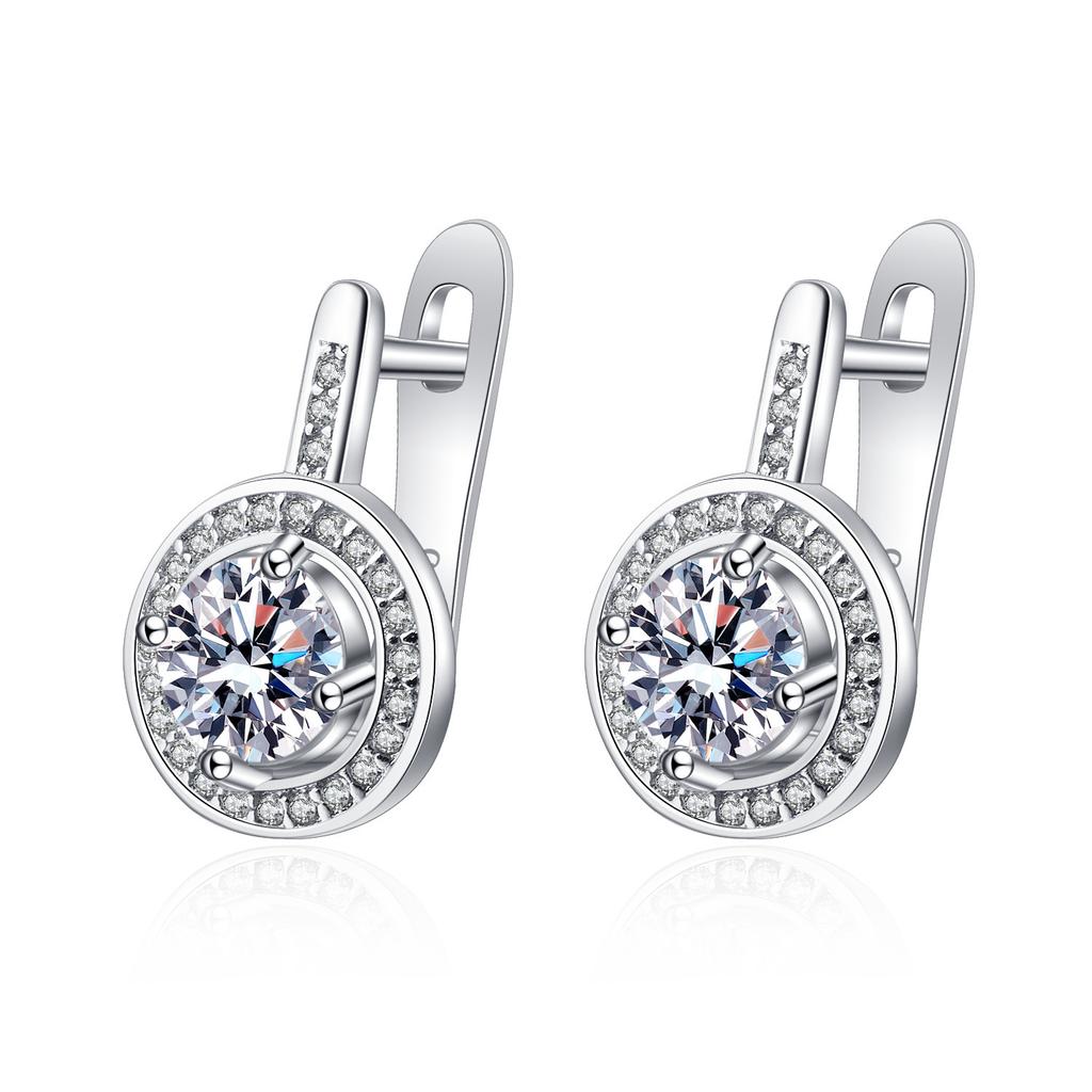 New Moissanite 925 Sterling Silver Earrings Luxury Fashion for Women Wedding Jewelry Classic Female Accessories Birthday Gifts