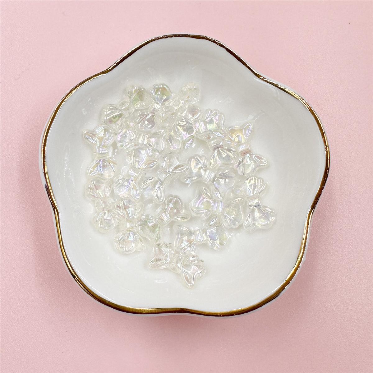 

30 шт. 8,7*14,7 мм, декоративные маленькие блестящие бусины с бантиком AB для DIY, цепочка для мобильного телефона, изготовление ювелирных изделий, прозрачные ювелирные аксессуары белый