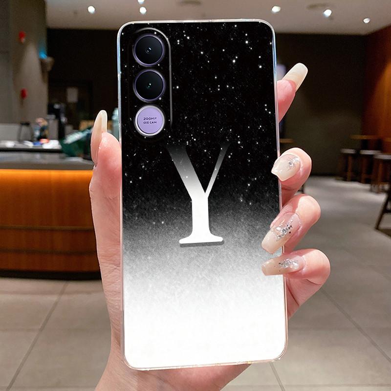 Anti-scratch Phone Case For Vivo V70 FE Jelly Clear TPU Soft Casing Lucky Letter Pink Shiny Starry Sky Pattern Couple Shell