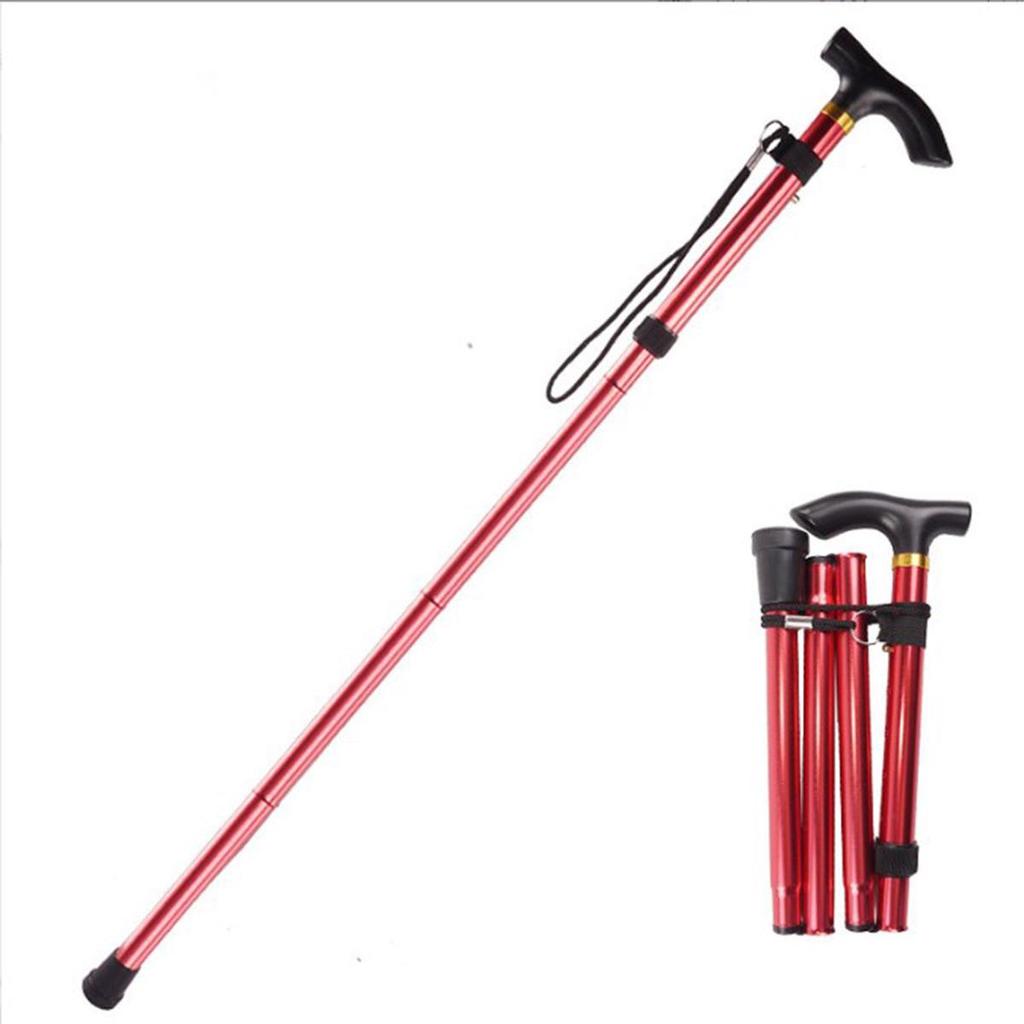 Adjustable Aluminum Alloy Folding Climbing Cane: Non-Slip, Reinforced, Telescopic, 5-Section Design for Elderly Use.