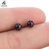 Mini Stainless Steel Geometric Earrings Black for Women Men Heart Triangle Leaf Volleyball Ear Studs Punk Piercing Pendientes