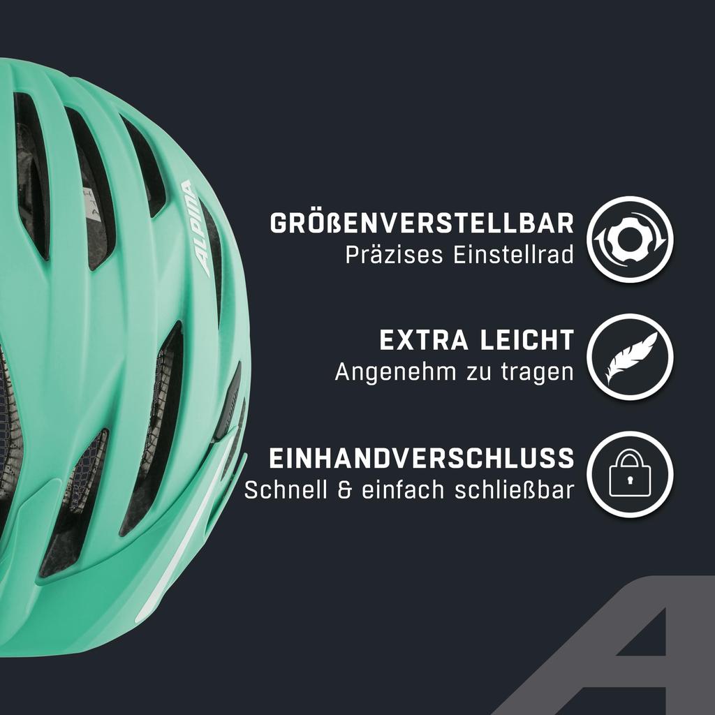 ALPINA HAGA Bicycle Helmet with LED CE Made in Fits cm Women's Light, Certified, Germany, 55-59