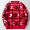 Herren Europäischer & Amerikanischer Herbst/Winter Weihnachten Jacquard Lockerer Drop-Shoulder Pullover mit langen Ärmeln