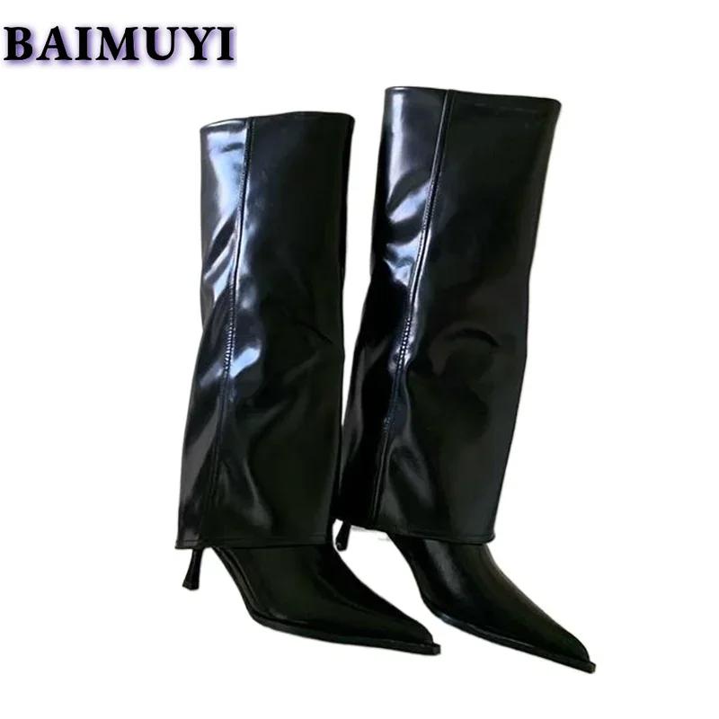 Knee High Boots Pointed Toe High Heels Women Sexy Shoes 2025 Trend Brand Punk Gladiator Goth Boots Woman Prom Pumps Mujer Botas