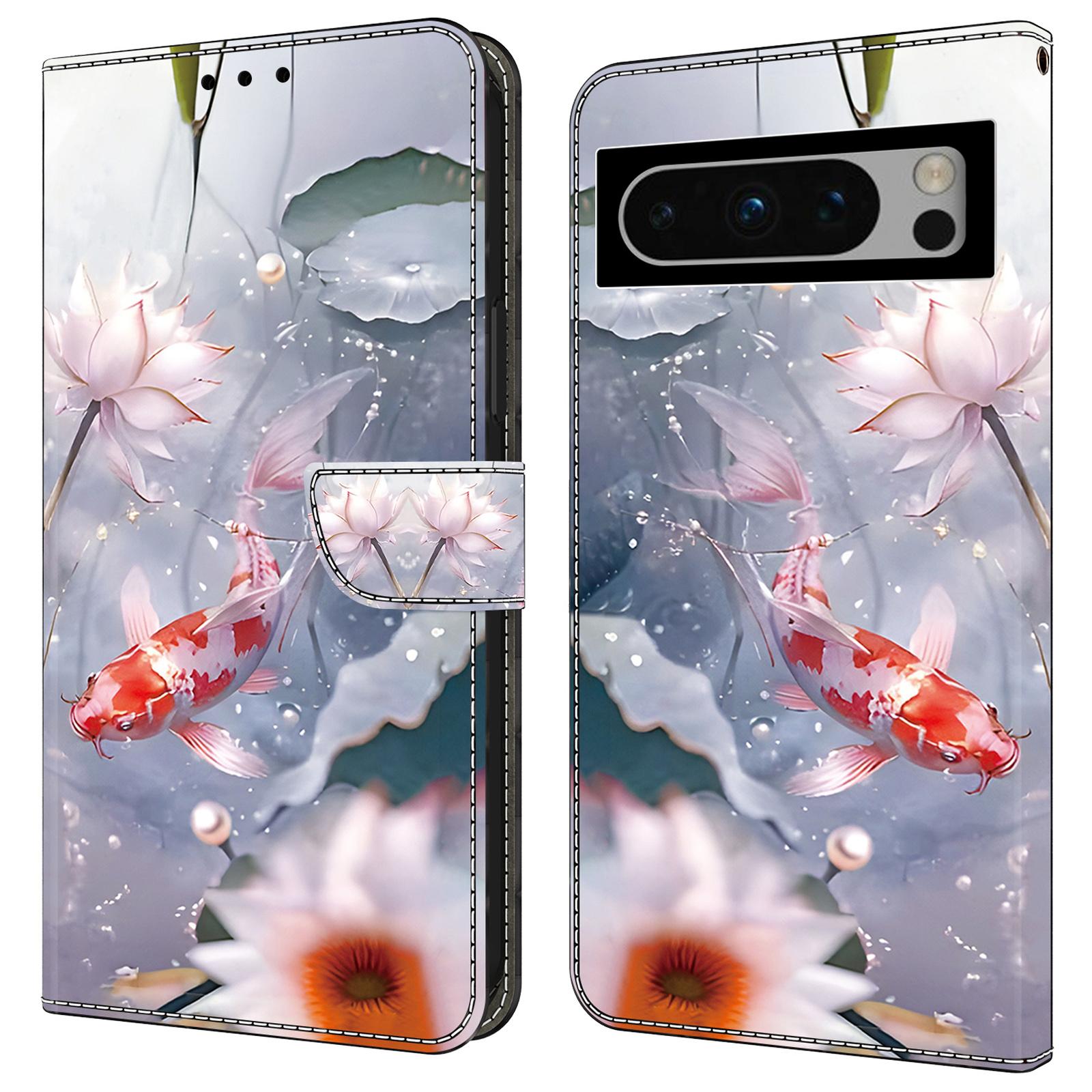 

For Google Pixel 9/Pixel 9 Pro Case PU Leather Wallet Flip Phone Cover Pattern Printing Carp