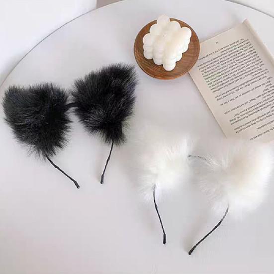 Cats Ear Long Plush Cute Anime Cosplay Hair Clasp Headband Party Costume for Daily Wear
