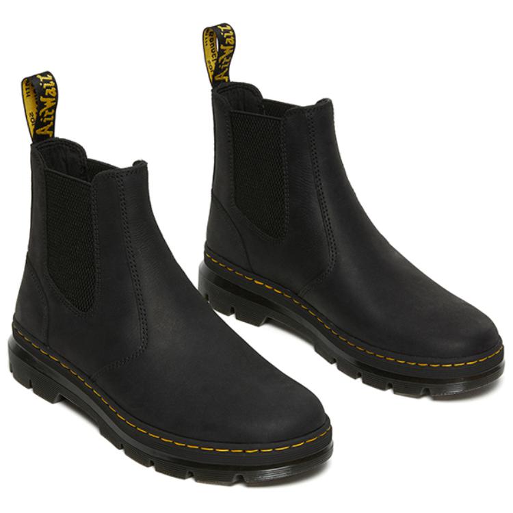 Dr. Martens Leather Casual Comfortable Mid-Calf Chelsea Boots Unisex Boots Black 26002001