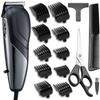 Home Haircutting Corded Clipper Kit with Adjustable Taper Lever, Combs, Scissors,and 10 Coded Guards for Easy Clipping & Trimming