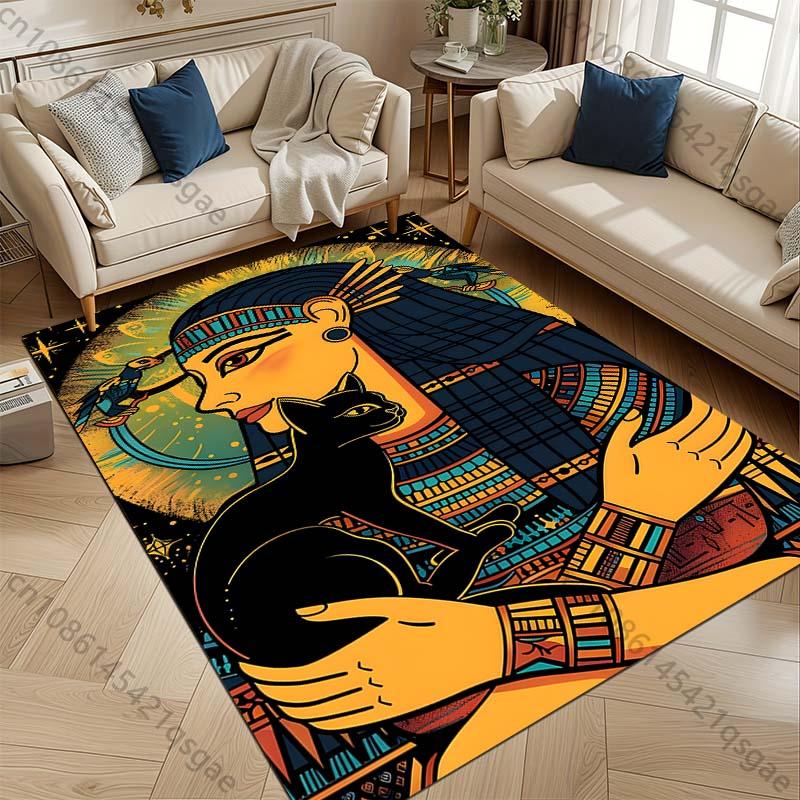 1PC Egyptian Black Cat Pattern Rug Carpets Bedroom Living Room Bathroom Mat Creative Door Mat Cloakroom Home Decor Area Rug