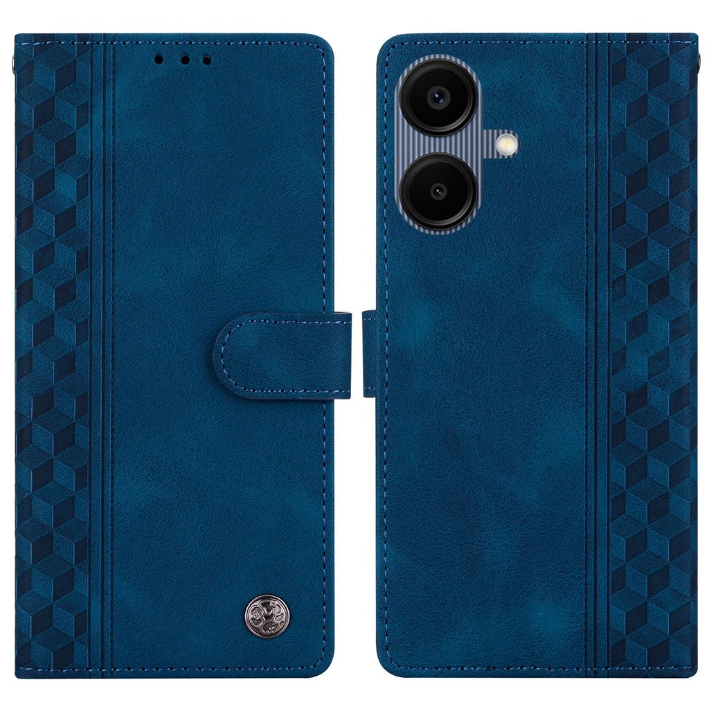 For Samsung Galaxy A06 4G Leather Case Imprinted Checkered Pattern Wallet Stand Flip Phone Cover