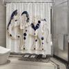 Ornate Elephant Shower Curtain, Golden & Blue Patterns On White Polyester,12 Hooks, Baroque Victorian Bath Decor