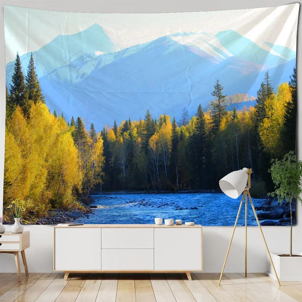 Mystischer Wald Wandteppich Tropischer Regenwald Landschaft Wandbehang Tuch Böhmischer Stil Wandmalerei Wohnzimmer Schlafzimmer Dekoration