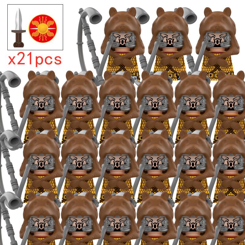 MOC Medieval Roman Soldiers Building Blocks Skutatoi Centurion Signifer Castle Figures Bricks Toys for Kids Gifts
