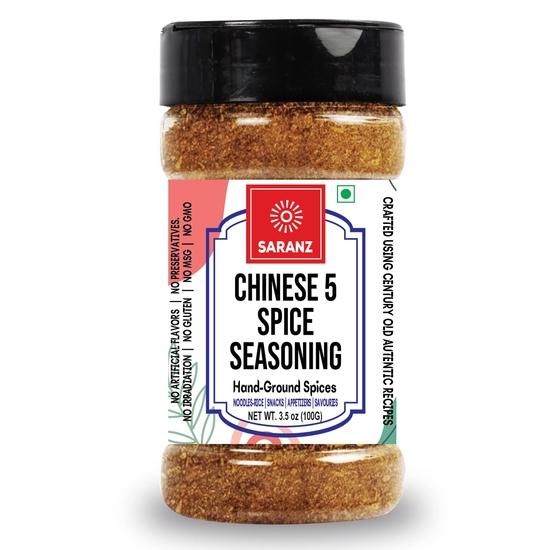 SARANZ Chinese 5 Spice Mix Exotic Seasoning | Like Pizzas, Burger, Chowmein, Tacos, Burritos & Pastas | Perfect for Snacks (100 Grams Sprinkler Jar)