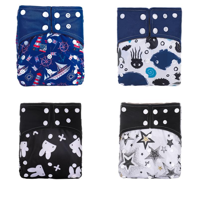 

Водонепроникна багаторазова дитяча тканинна пелюшка з бамбукового вугілля 4 шт one size