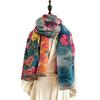 Winter oil painting style scarf women's plate four shuttle imitation cashmere shawl thickened warm fringed scarf