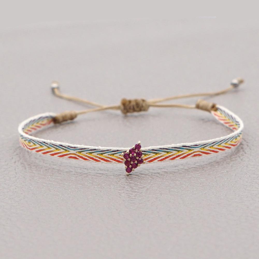Retro Pattern Bohemian Spanish Court Hand-Woven Bracelet with Micro-Inlay