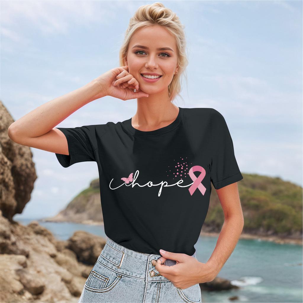 Women's Casual Halloween Breast Print T-Shirt Round Neck Pullover Short Sleeve Top