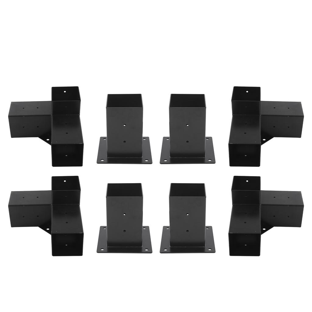 Pergola Bracket Steel DIY Elevated Wood Stand Hardware Kit for Outdoor Woodworking 8pcs