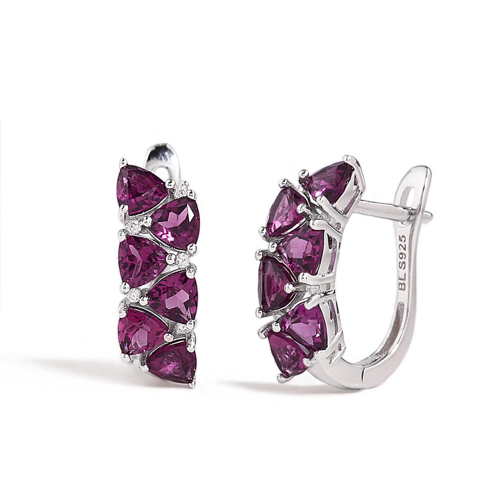 

Простой дизайн серьги из стерлингового серебра 925 пробы с натуральным треугольным гранатом родолитом 4,0 мм, изящные украшения для повседневной и праздничной носки m фиолетовый