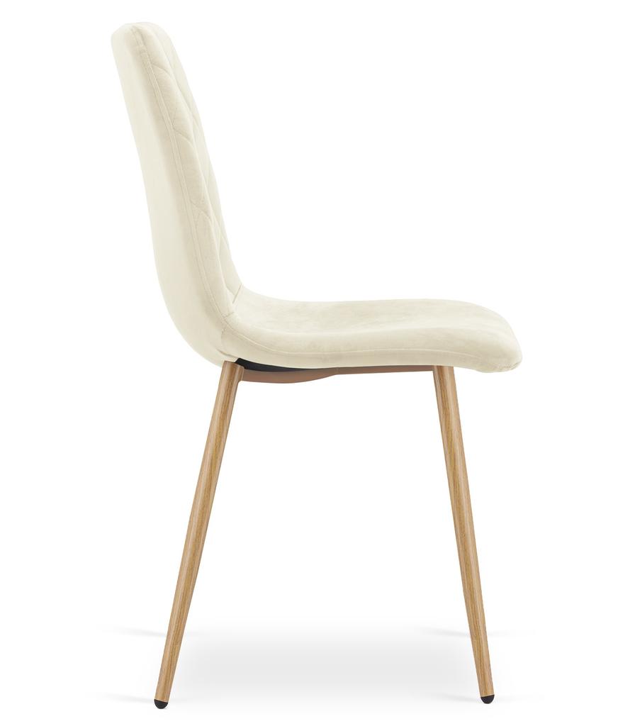 TURIN Chair - Light Beige Velvet / Wood-colored Legs X 4