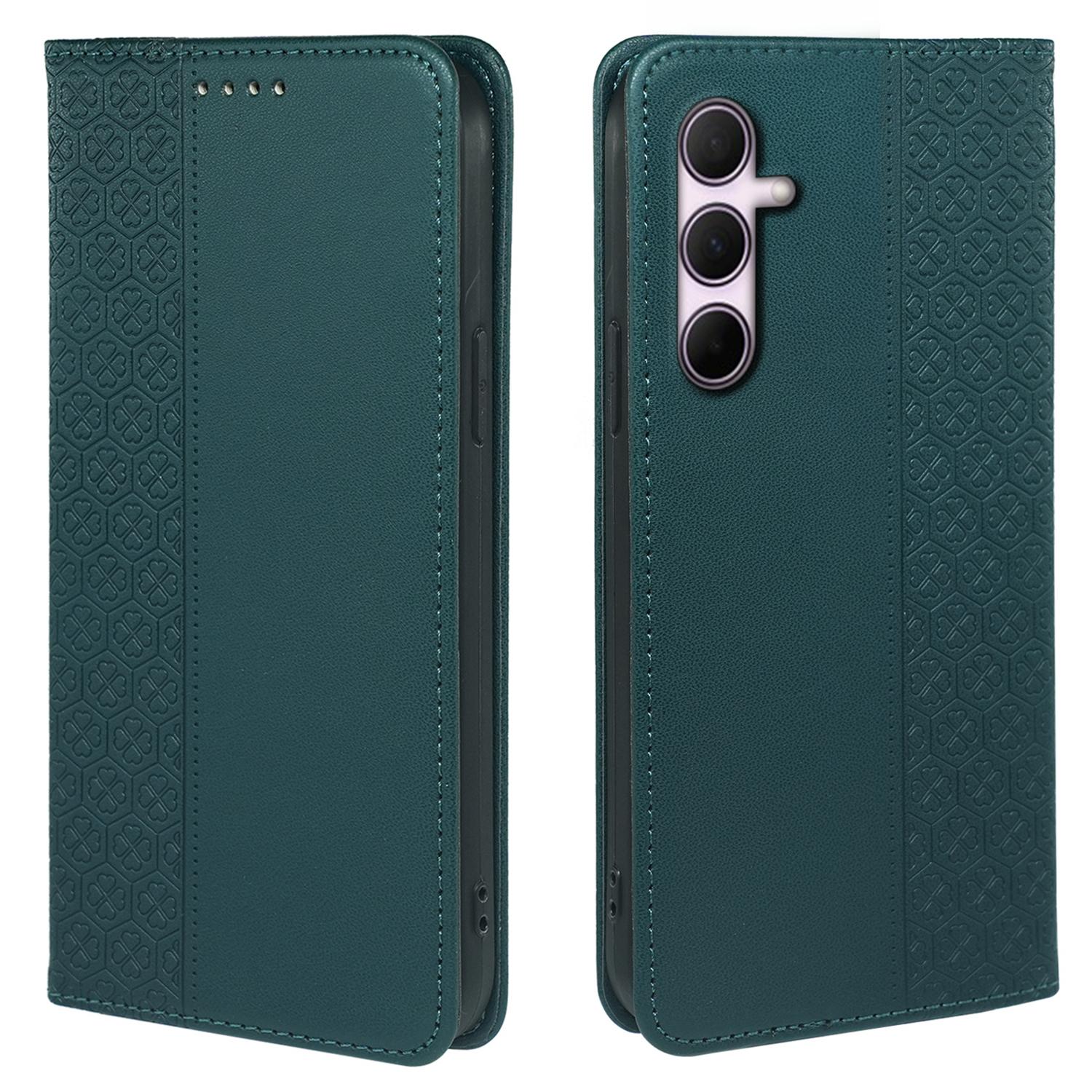 

For Samsung Galaxy A26 5G Case Four Leaf Clover Leather Flip Phone Cover Stand Wallet Green