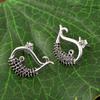 Black Spinel Whale Fish Earrings - 925 Sterling Silver