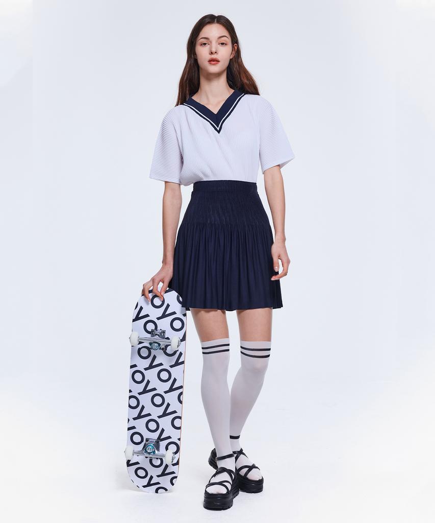 Waiowai Double-Pleated Flare Skirt_2Colors