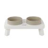 HTB Tiernapf-Ständer, Futter- und Wassernapf-Ständer für Katzen, Keramik-Futternapf, Wassernapf, Rutschfest, Stabil, Fütterungs- und Tränkständer, Haustierzubehör HTB-CSW1
