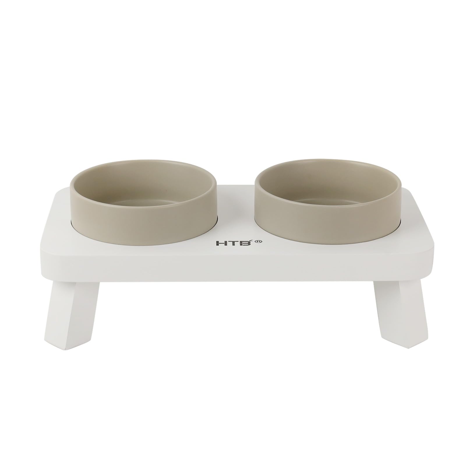 HTB Pet Bowl Stand, Pet Food Bowl Stand for Cats, Ceramic Food Bowl, Water Bowl, Non-slip, Stable, Feeding and Watering Stand, Pet Supplies HTB-CSW1