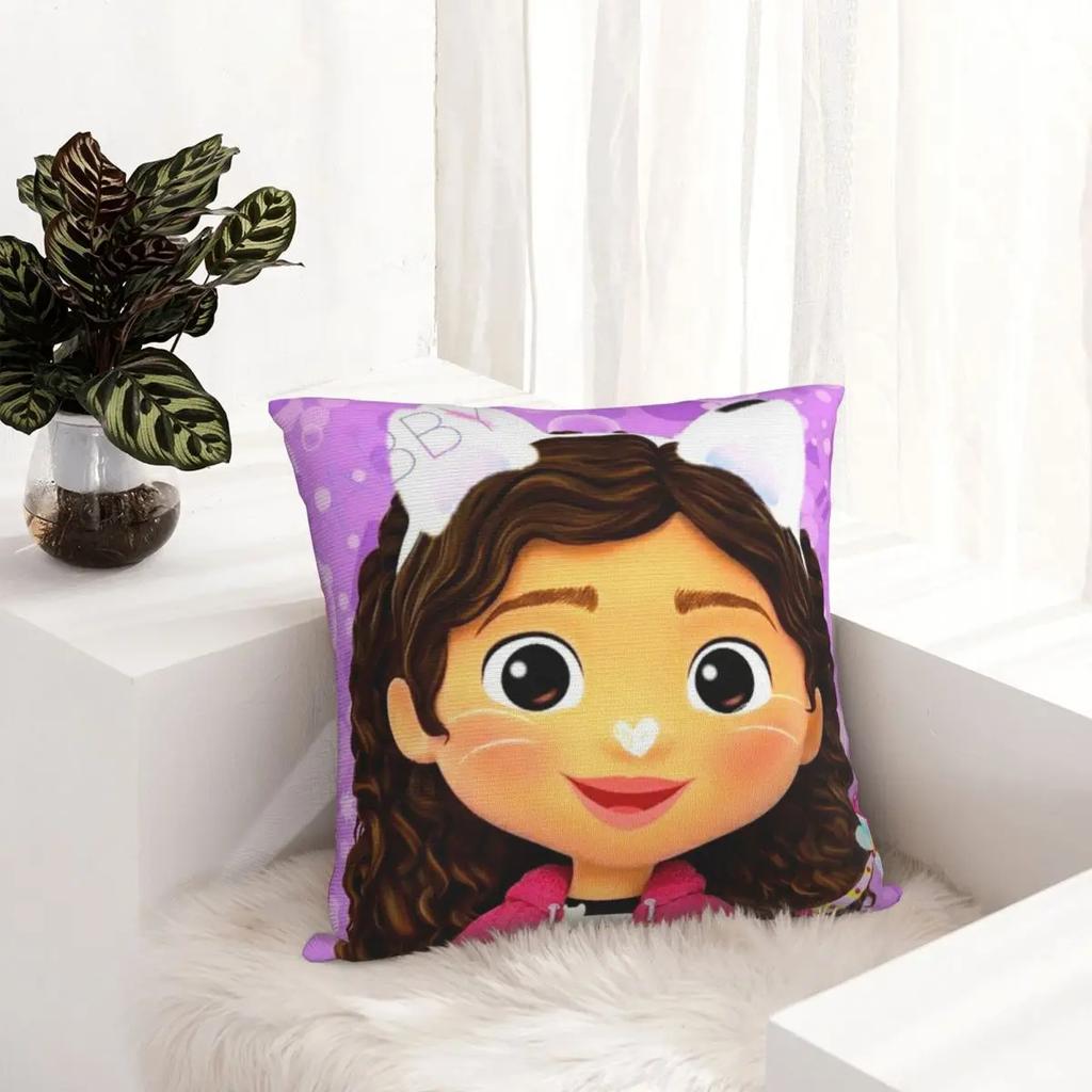 Cute Dollhouse Gabby Pillowcase Soft Fabric Cushion Cover Decoration Kids Pillow Case Cover Home Zipper