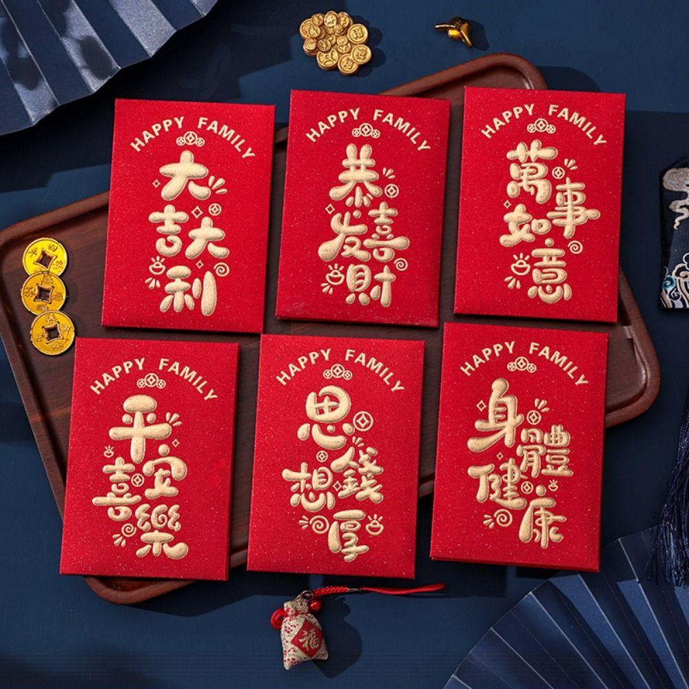 6Pcs Cute Red Envelope Bag Cartooon New Year Red Packet Lucky Red Pocket  Blessing Gift