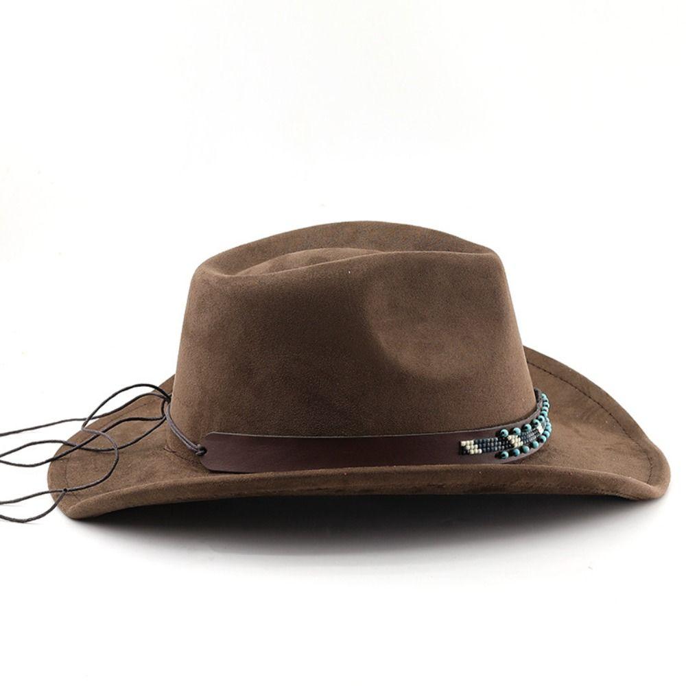 Wide Brim Western Cowboy Hat Vintage Jazz Hat Fashion Cowgirl Knight Hat Unisex