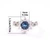 Vintage Inspired Blue Sapphire Halo Ring | Paved Cubic Zirconia CopperBand | Promise Engagement Jewelry Gift for Her