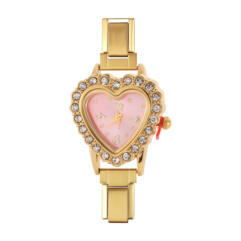 Y2K Vintage Zircon 9MM Width Italian Charm Heart Shape Watch High Quality Stainless Steel Bracelets Bangle for Birthday Gifts