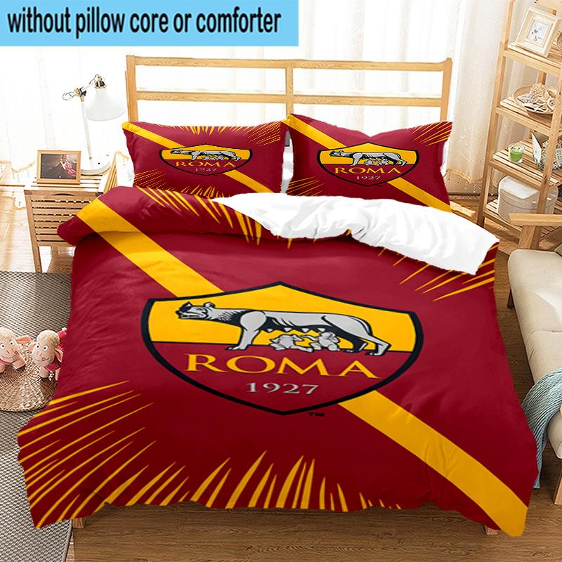 Set Biancheria da Letto Stampato 3 Pezzi Wolf Football Club Roma Copripiumino Chiusura Include 1 Copripiumino & 2 Federe Set Biancheria da Letto Arredamento Casa Regali