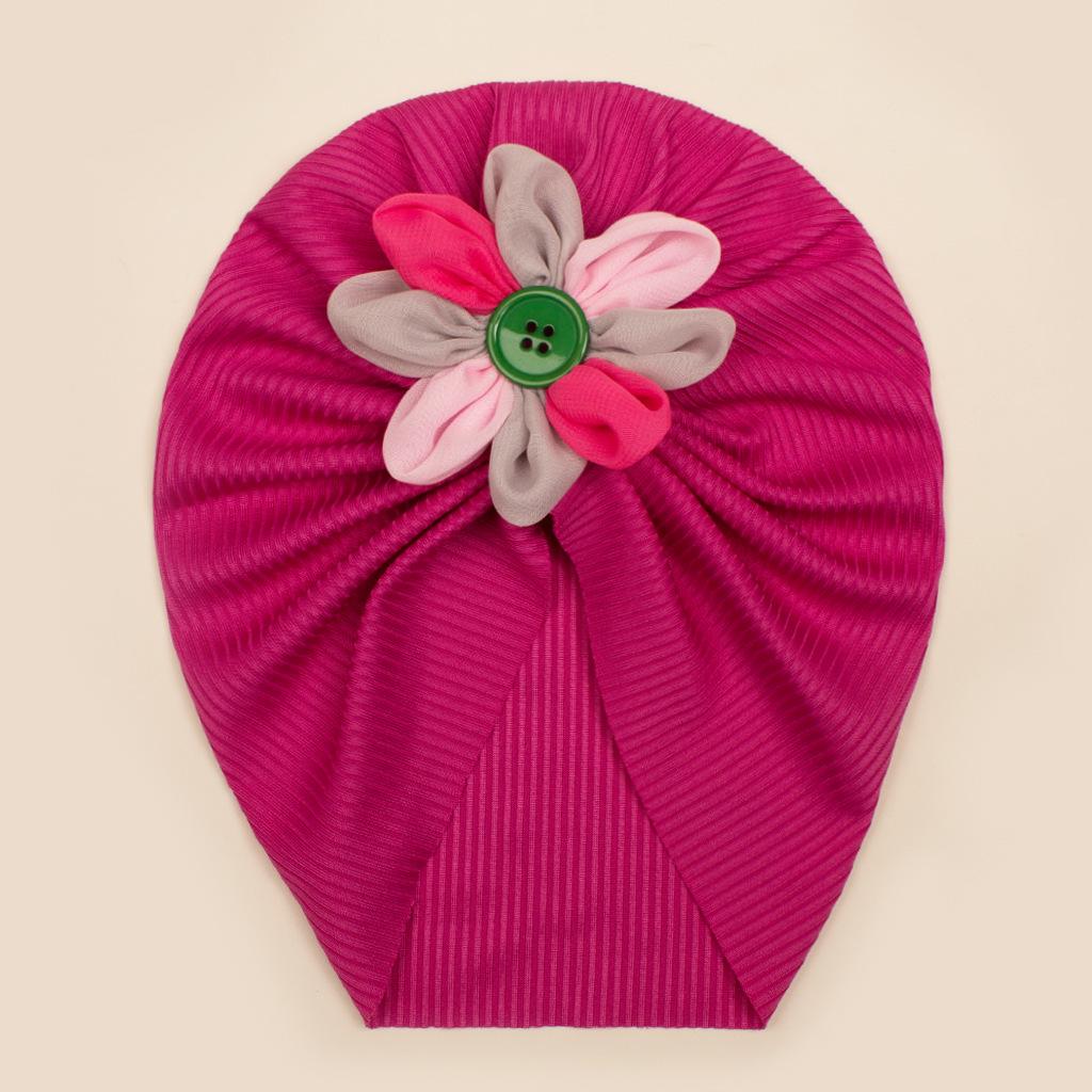 Colorful Floral Baby Girl Pullover Hat with Soft Elastic