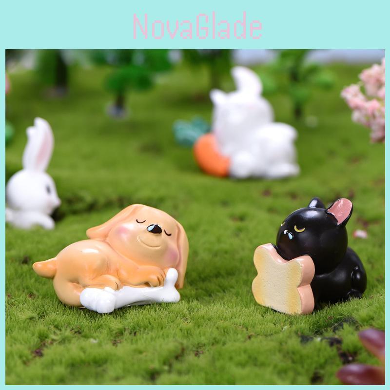 Cute Resin Sleeping Pig Rabbit Cat Dog Miniatures For Diy Fairy Garden And Home Decor