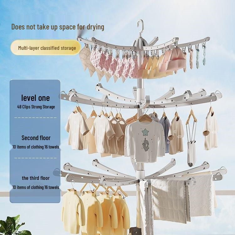 Foldable Double-Pole Baby Clothes Drying Rack for Home and Balcony Use