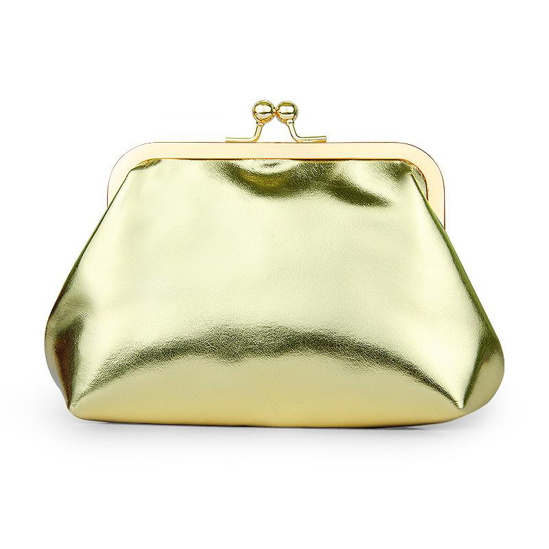 Trendy Sequined Clip Bag Women Portable Travel Makeup Bag Lipstick Corduroy Pu Storage Bag Gold-plated Metal Clip Design Wallet